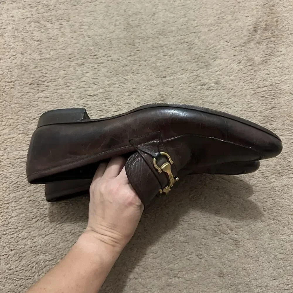 Salvatore Ferragamo Brown Horse Bit Loafers Size 11 D Gancini Leather *READ